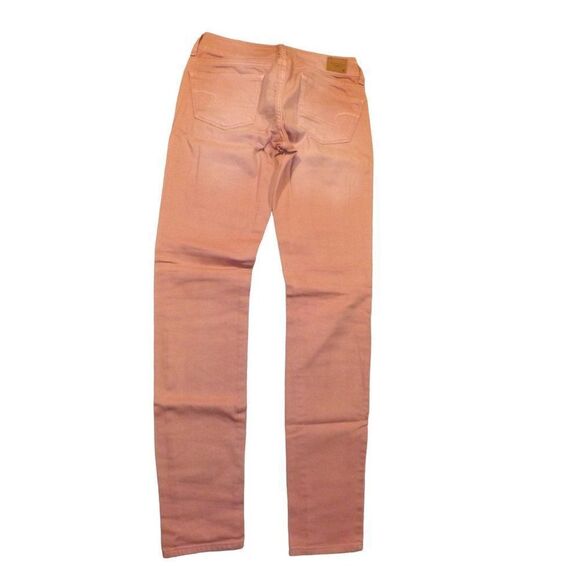 American Eagle Jeans Women Sz 0 Regular Skinny Stretch Peach Straight Leg - Picture 8 of 9